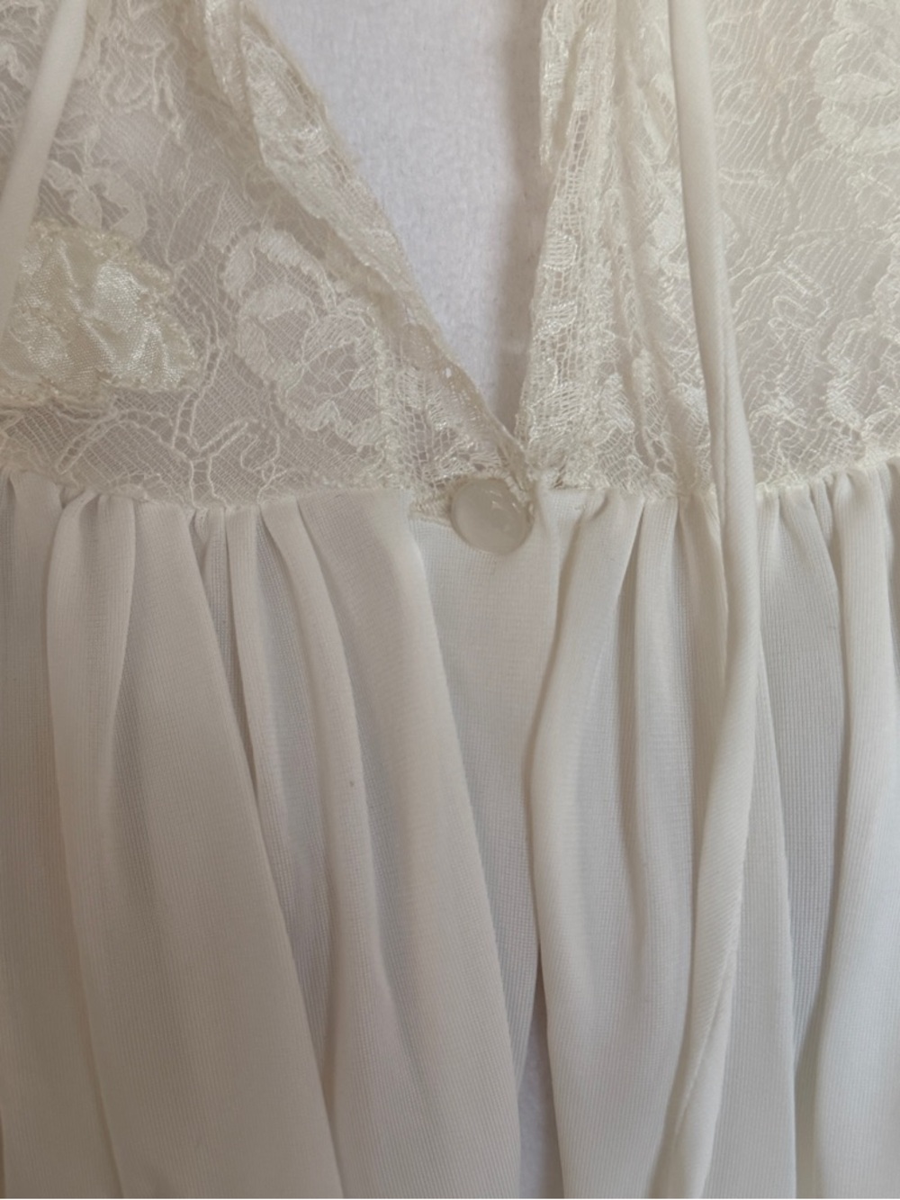 Vintage Unique Rare Double Layer Ivory Lingerie Peignoir Robe Nightgown OS - Picture 14 of 16